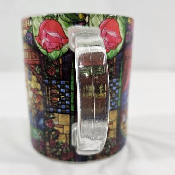 Disney Beauty & The Beast Belle Rose Window 17.5 Oz Stained Glass Coffee Tea Mug - Picture 12 of 17